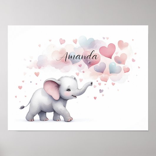 Schattigee gepersonaliseerde olifant Poster print (Voorkant)