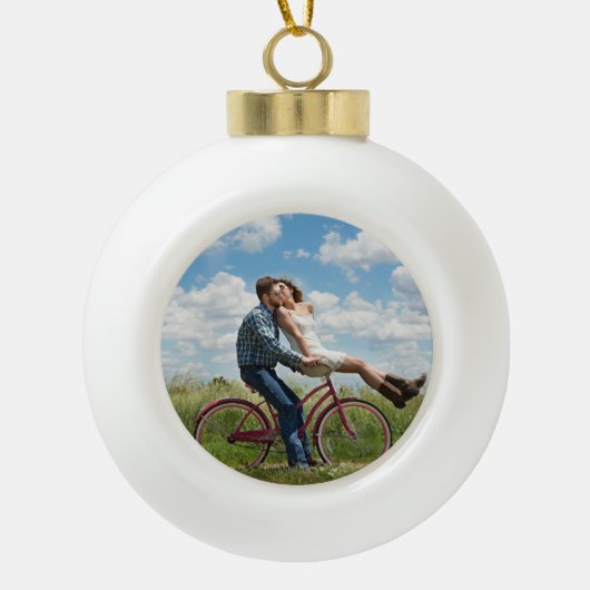 Schattigee gepersonaliseerde paar foto keramische bal ornament (Voorkant)
