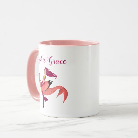 Schattigee gepersonaliseerde Paarse zeemeermin & r Mok (Voorkant links)