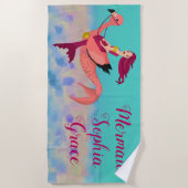 Schattigee gepersonaliseerde Paarse zeemeermin & r Strandlaken (Voorkant)