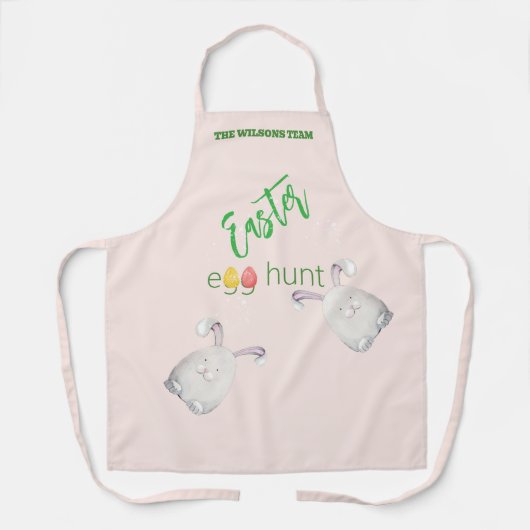 Schattigee gepersonaliseerde paaseierjacht illustr schort (Voorkant)