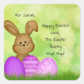 Schattigee gepersonaliseerde paashaas naar Kinder  Vierkante Sticker (Voorkant)