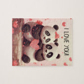 Schattigee gepersonaliseerde Panda Valentijn Legpuzzel (Horizontaal)