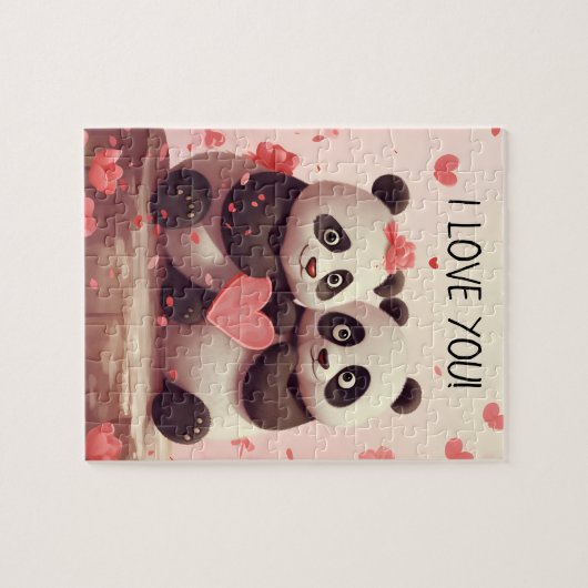 Schattigee gepersonaliseerde Panda Valentijn Legpuzzel (Horizontaal)