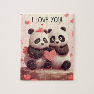Schattigee gepersonaliseerde Panda Valentijn Legpuzzel