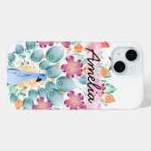 Schattigee gepersonaliseerde pauw bloemen Case-Mate iPhone case (Achterkant (horizontaal))