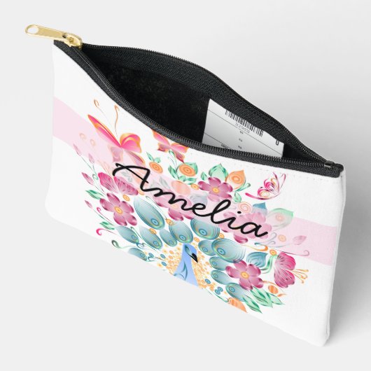 Schattigee gepersonaliseerde pauw bloemen etui (Open)