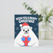 Schattigee Gepersonaliseerde Polar Beer Christmas  Briefkaart (Staand voorkant)