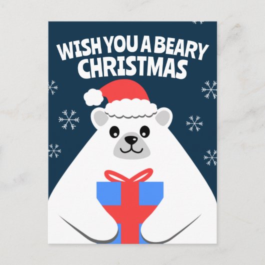 Schattigee Gepersonaliseerde Polar Beer Christmas  Briefkaart (Voorkant)
