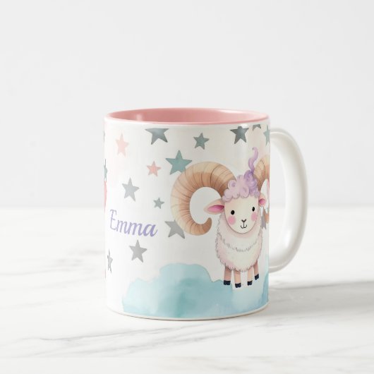 Schattigee Gepersonaliseerde Ram Zodiac Sign Mok v (Voorkant rechts)