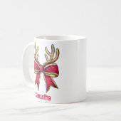 Schattigee Gepersonaliseerde Rendier Bow Kerstmis Koffiemok (Voorkant links)