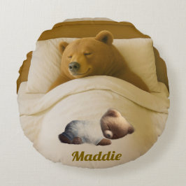 Schattigee gepersonaliseerde ronde Beer Sierkussen Rond Kussen