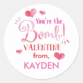 Schattigee gepersonaliseerde roze badbom Valentijn Ronde Sticker (Voorkant)