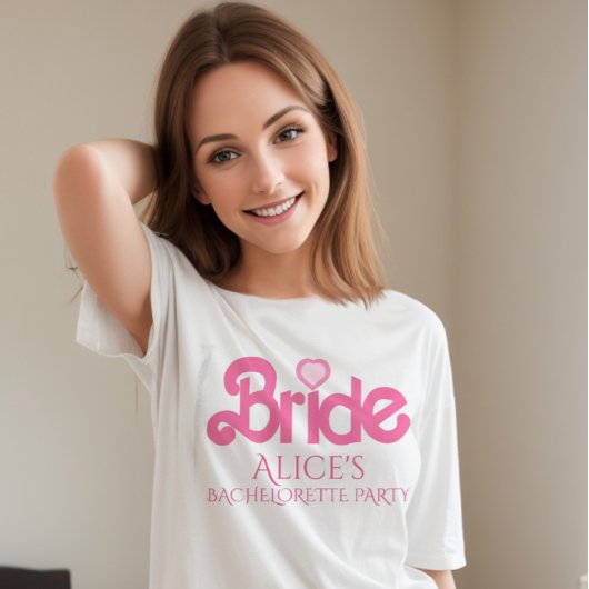 Schattigee gepersonaliseerde roze bruid om te zijn t-shirt