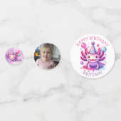 Schattigee gepersonaliseerde roze en Paarse Axolot Confetti (Voorkanten)