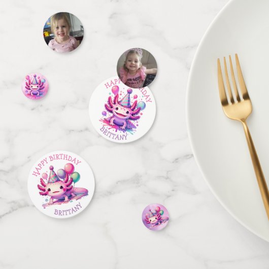 Schattigee gepersonaliseerde roze en Paarse Axolot Confetti (Groep)