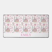 Schattigee gepersonaliseerde roze en witte Cat Des Bureaumat (Voorkant)