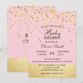 Schattigee gepersonaliseerde roze gouden Baby show Kaart (Voorkant / Achterkant)