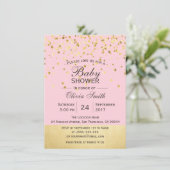 Schattigee gepersonaliseerde roze gouden Baby show Kaart (Staand voorkant)