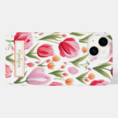 Schattigee gepersonaliseerde roze lente bloemen Case-Mate iPhone case (Achterkant (horizontaal))
