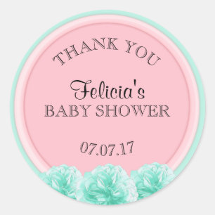 Schattigee gepersonaliseerde roze munt groen Baby  Ronde Sticker