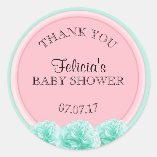 Schattigee gepersonaliseerde roze munt groen Baby  Ronde Sticker (Voorkant)