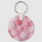 Schattigee gepersonaliseerde roze sneeuwvlok kerst sleutelhanger (Achterkant)