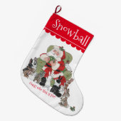 Schattigee gepersonaliseerde Santa Pet Bunny Rabbi Grote Kerstsok (Voorkant (Hangend))