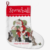 Schattigee gepersonaliseerde Santa Pet Bunny Rabbi Grote Kerstsok (Voorkant)