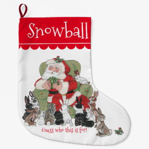 Schattigee gepersonaliseerde Santa Pet Bunny Rabbi Grote Kerstsok