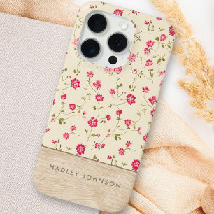 Schattigee gepersonaliseerde Shabby Chic Bloemstuk iPhone 15 Pro Case
