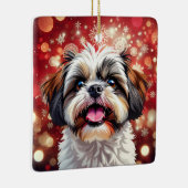 Schattigee gepersonaliseerde Shih Tzu kerst Keramisch Ornament (Rechts)