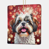 Schattigee gepersonaliseerde Shih Tzu kerst Keramisch Ornament (Links)