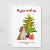 Schattigee Gepersonaliseerde Spaniel Hondenkerst Feestdagenkaart (Voorkant)