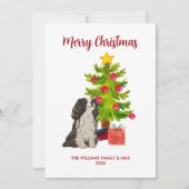 Schattigee Gepersonaliseerde Spaniel Hondenkerst Feestdagenkaart (Voorkant)