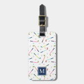 Schattigee gepersonaliseerde speler Monogram golfp Bagagelabel (Voorkant verticaal)