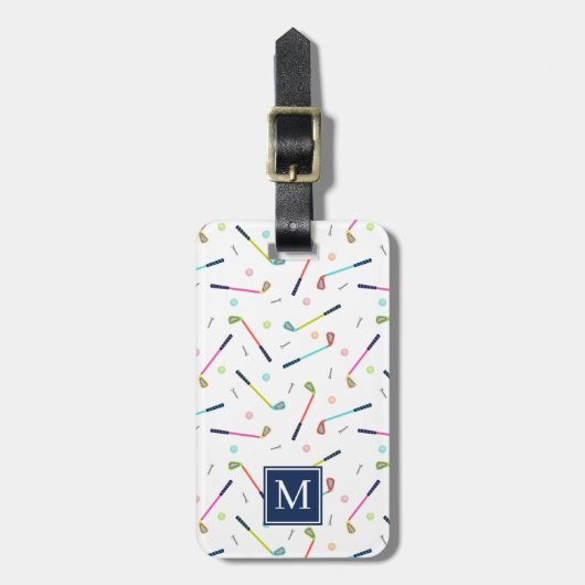 Schattigee gepersonaliseerde speler Monogram golfp Bagagelabel (Voorkant verticaal)