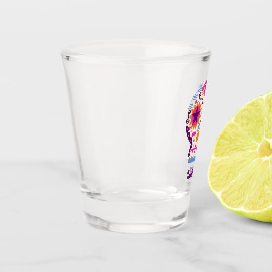 Schattigee gepersonaliseerde Sugar Skull Halloween Shot Glas (Links)