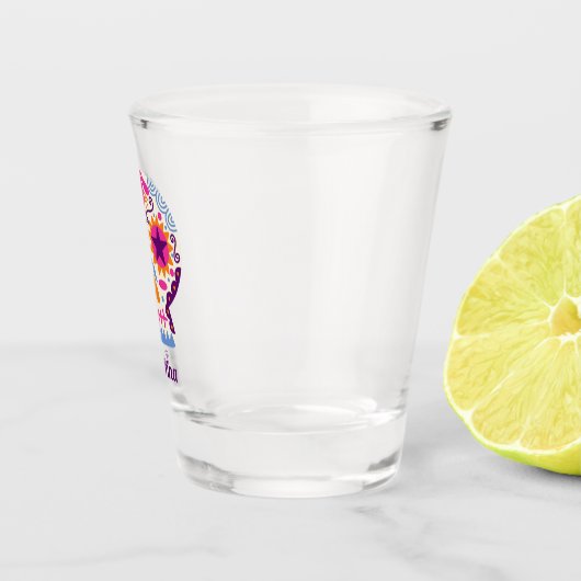 Schattigee gepersonaliseerde Sugar Skull Halloween Shot Glas (Rechts)