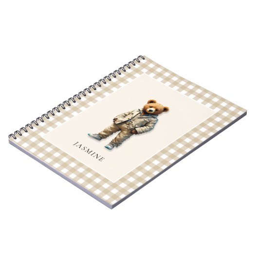 Schattigee gepersonaliseerde teddy notitieboek (Linkerzijde)