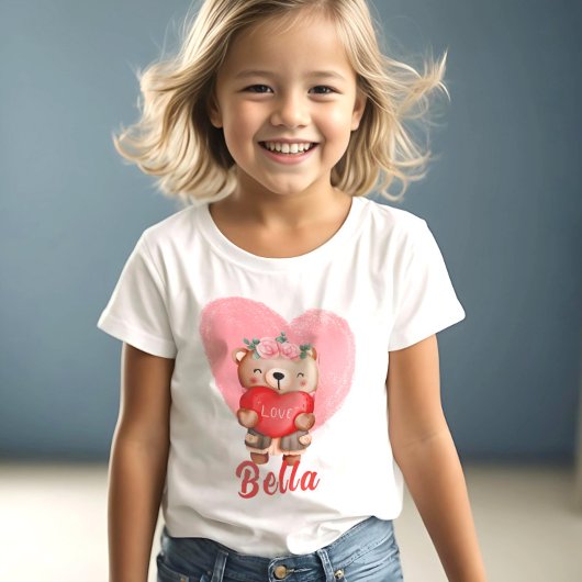Schattigee gepersonaliseerde teddyharten Kinder Va T-shirt