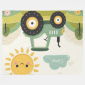 Schattigee, gepersonaliseerde tractor/boerderij fleece deken (Voorkant (Horizontaal))