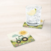 Schattigee, gepersonaliseerde tractor/boerderij kartonnen onderzetters (Insitu)