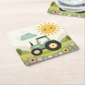 Schattigee, gepersonaliseerde tractor/boerderij kartonnen onderzetters (Schuin)