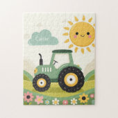 Schattigee, gepersonaliseerde tractor/boerderij legpuzzel (Verticaal)