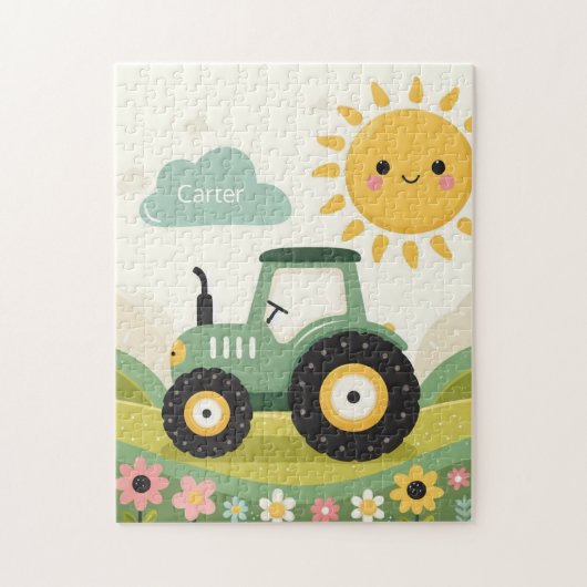 Schattigee, gepersonaliseerde tractor/boerderij legpuzzel (Verticaal)