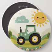 Schattigee, gepersonaliseerde tractor/boerderij ronde button 6,0 cm (Voorkant /achterkant)