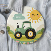 Schattigee, gepersonaliseerde tractor/boerderij ronde button 6,0 cm (In situ)