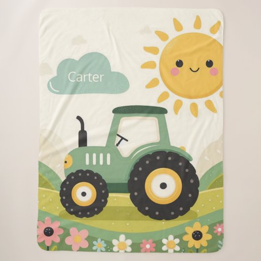 Schattigee, gepersonaliseerde tractor/boerderij sherpa deken (Voorkant)