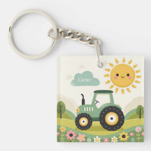 Schattigee, gepersonaliseerde tractor/boerderij sleutelhanger